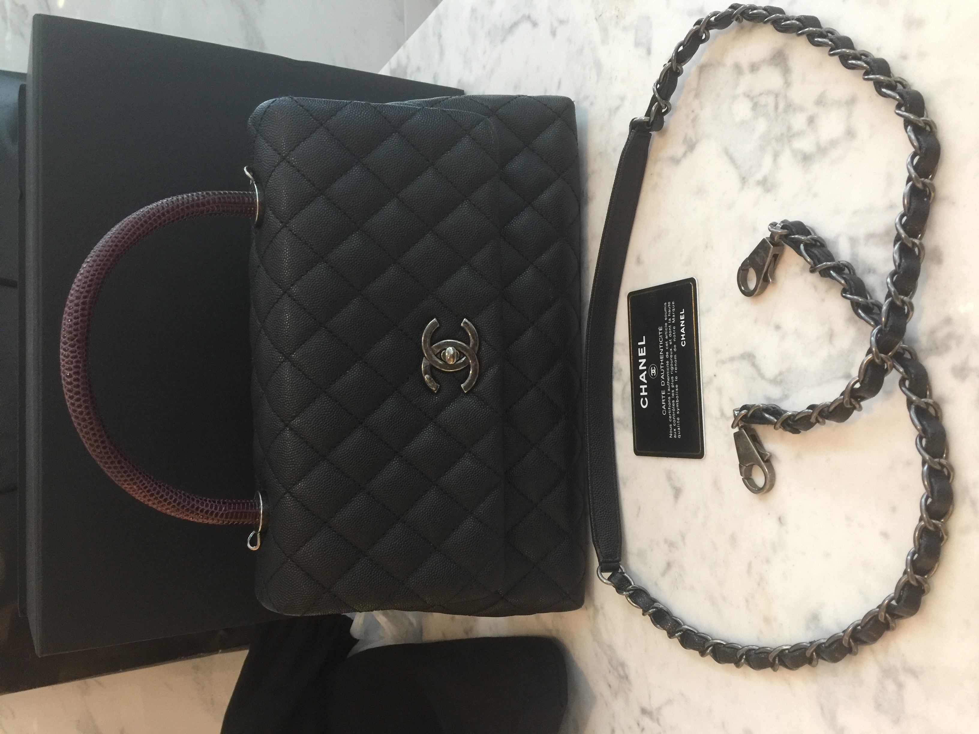 Chanel coco10.5 cavair handle Lizard red